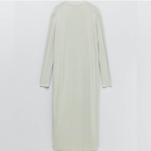 Zara Ribbed Long Green Duster Cardigan - Picture 4 of 14